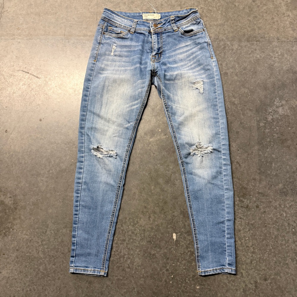 Encore Jeans Skinny Distressed Denim Light Wash Size 5 Style 9265R